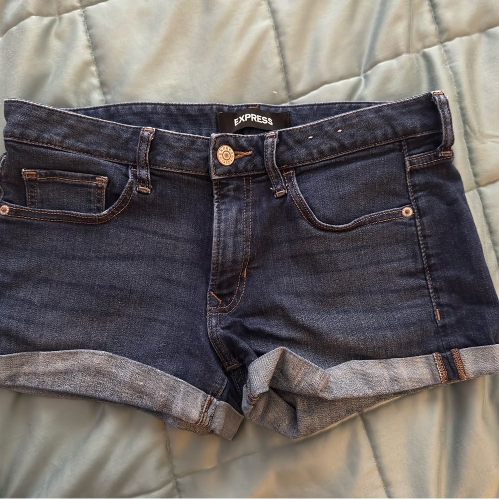 Express Indigo Relaxed Fit Shorts